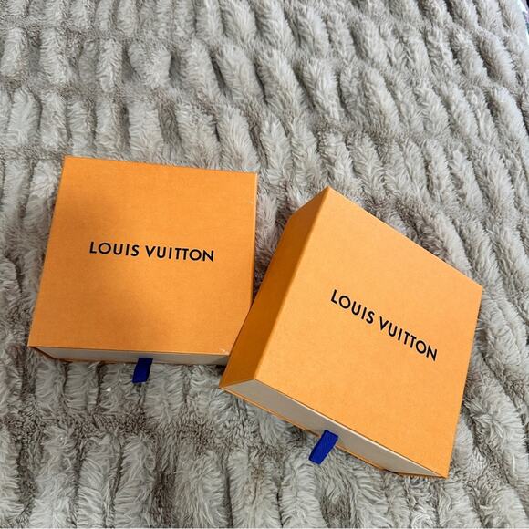 Louis Vuitton Orange Square Shaped Luxury Storage Or Gifting Boxes Lot Of 2 - Picture 1 of 11